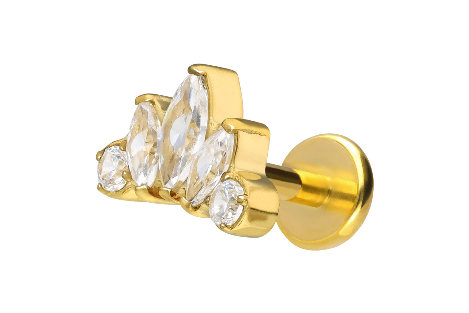 Titan Labret Piercing mit Push Fit LOTUSBLÜTE